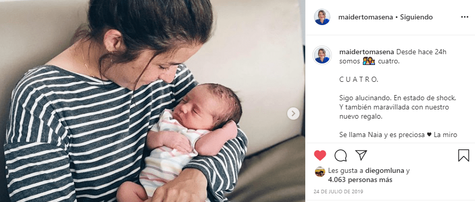 La publicación donde presenté a Naia, mi hija pequeña, tiene más de 900 comentarios de amor del bueno.